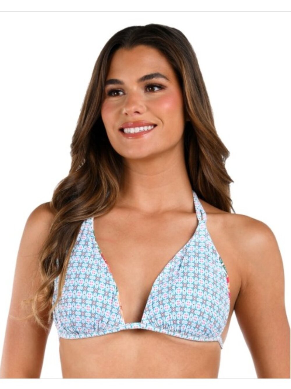 Women's La Blanca Halter Triangle Swim Bikini Top Contemporary 4 White
